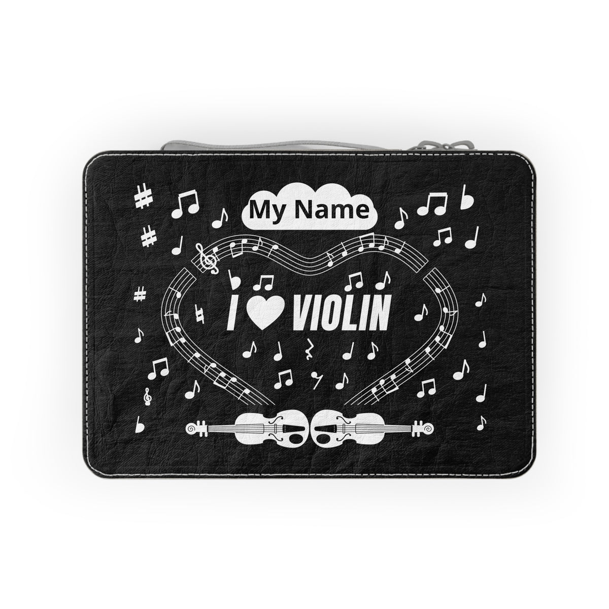 Music-themed Paper Lunch Bag: 'I love violin' - black & white