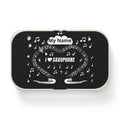 Music-themed Bento Lunch Box: 'I love saxophone' - black & white