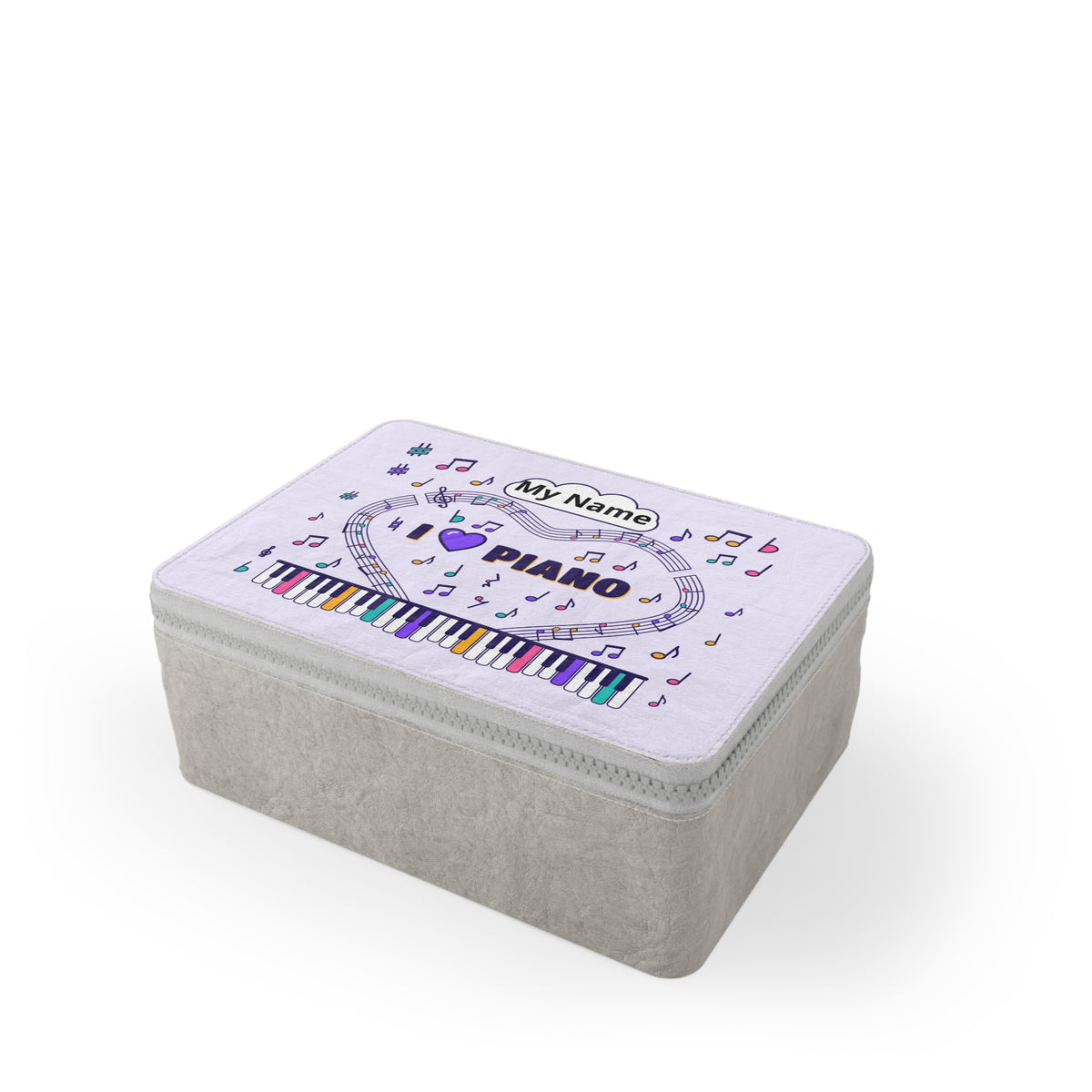 Music-themed Paper Lunch Bag: 'I love piano' - violet