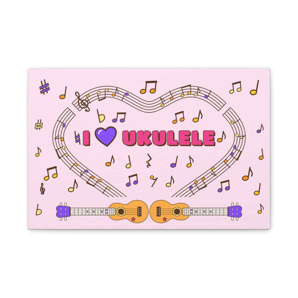Music-themed Classic Canvas: 'I love ukulele' - pink