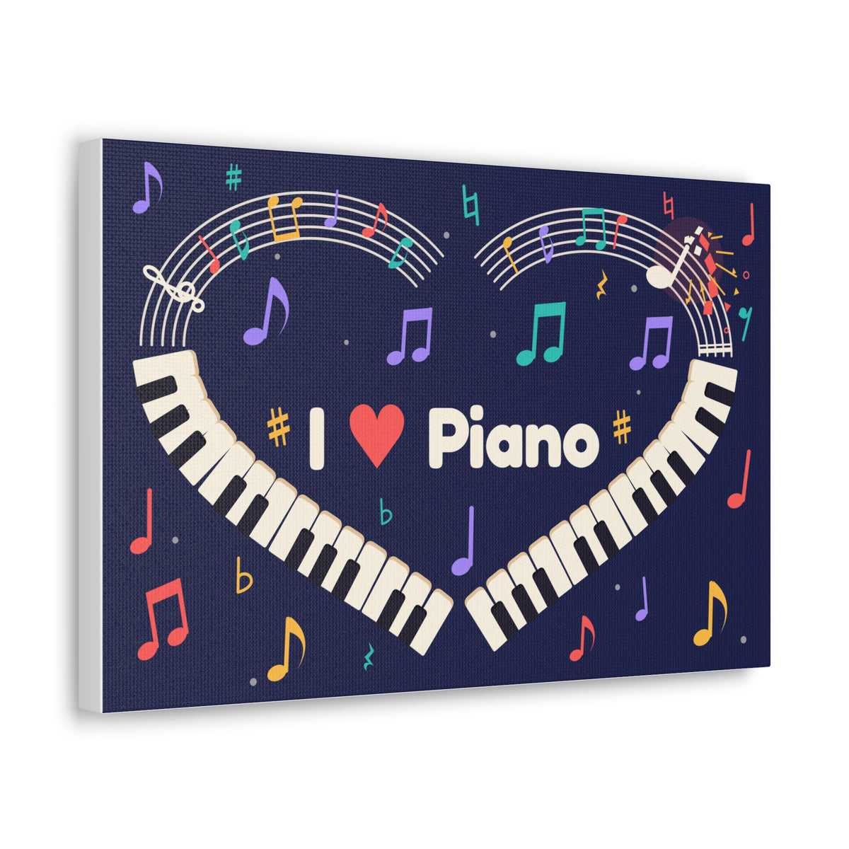 Music-themed Classic Canvas: 'I love piano' heart - navy