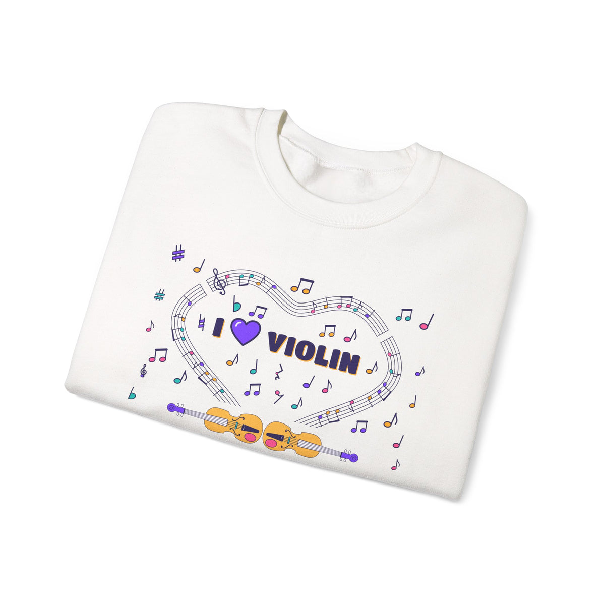 Music-themed Unisex Heavy Blend Crewneck Sweatshirt: 'I love violin' - violet