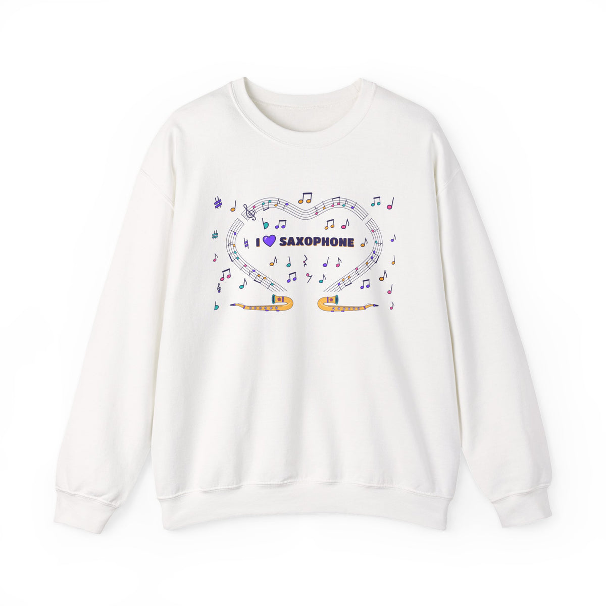 Music-themed Unisex Heavy Blend Crewneck Sweatshirt: 'I love saxophone' - violet