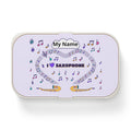 Music-themed Bento Lunch Box: 'I love saxophone' - violet