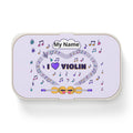 Music-themed Bento Lunch Box: 'I love violin' - violet