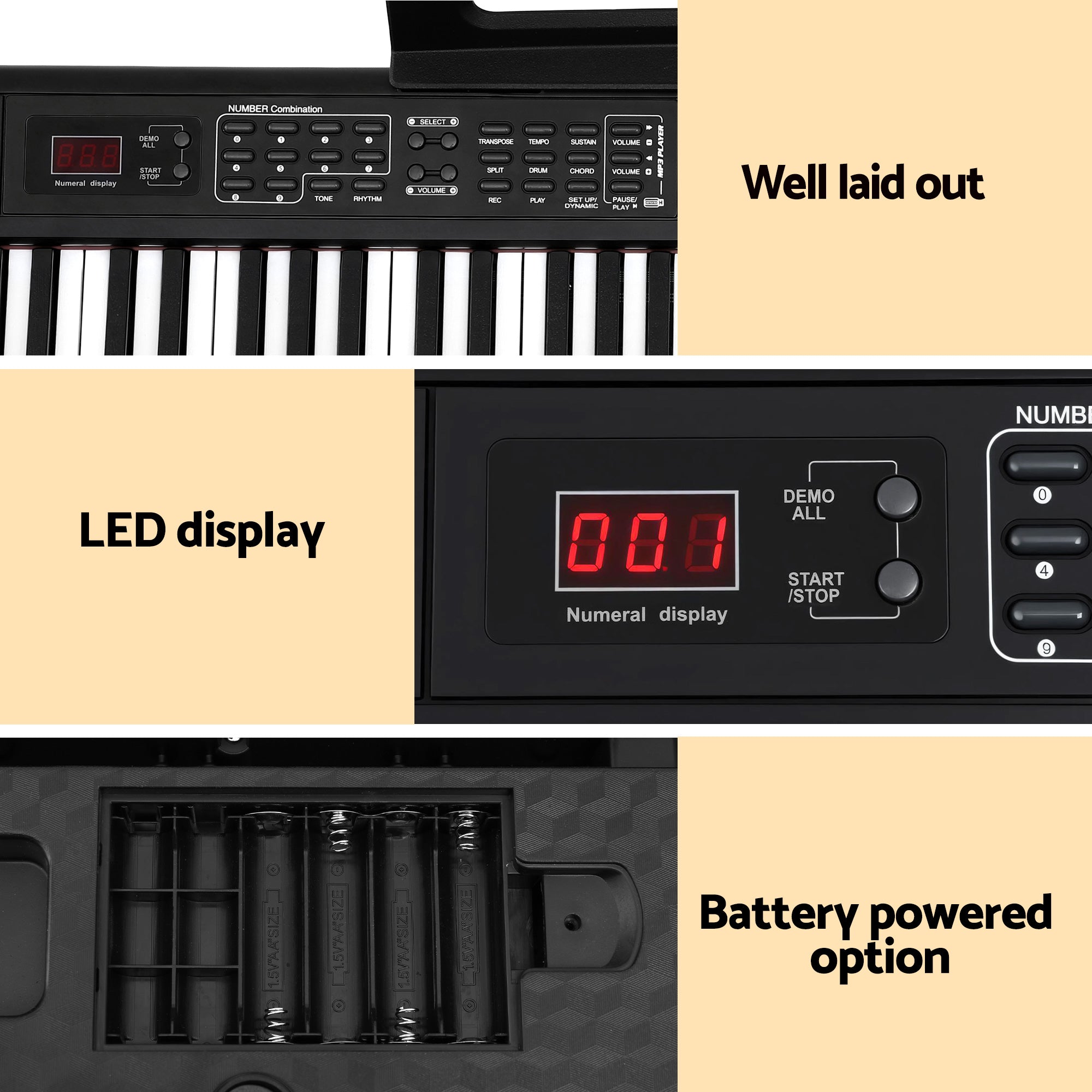 Alpha Piano Keyboard 88 Keys Electric Electronic Keyboard Piano Gift Black