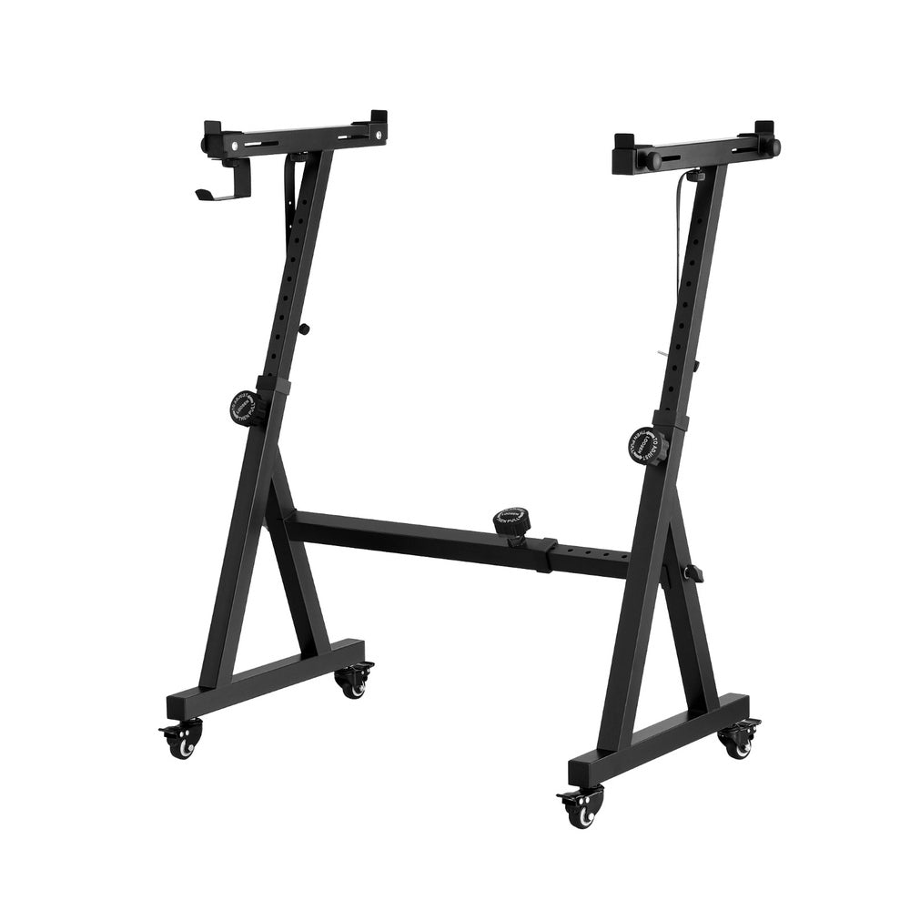 Alpha Heavy Duty Adjustable Piano Stand with Lockable Wheels Z-Stand Black