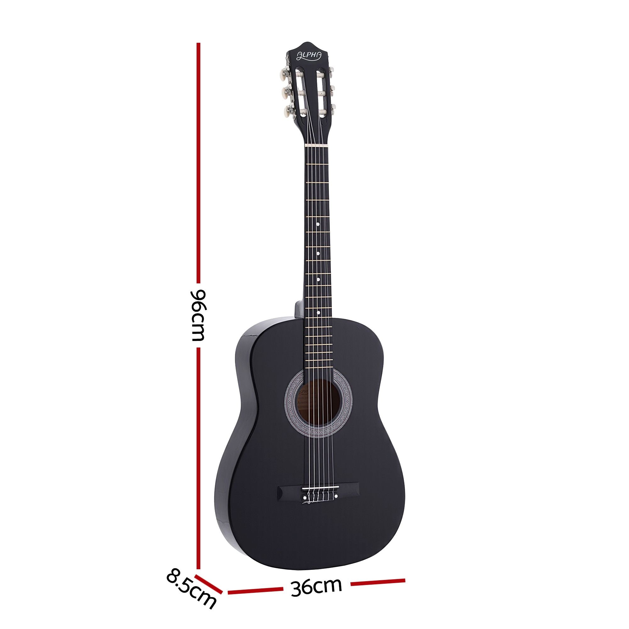 Alpha 38 Inch Acoustic Guitar Full Size Classical Cutaway Nylon String Black