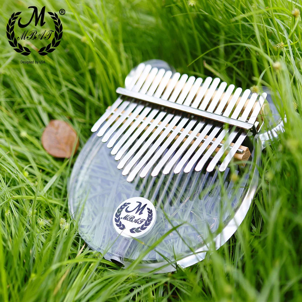 M MBAT 17 Key Acrylic Kalimba Thumb Piano Musical Instrument Gift Transparent Crystal Cartoon Bear Design Connectable Speakers