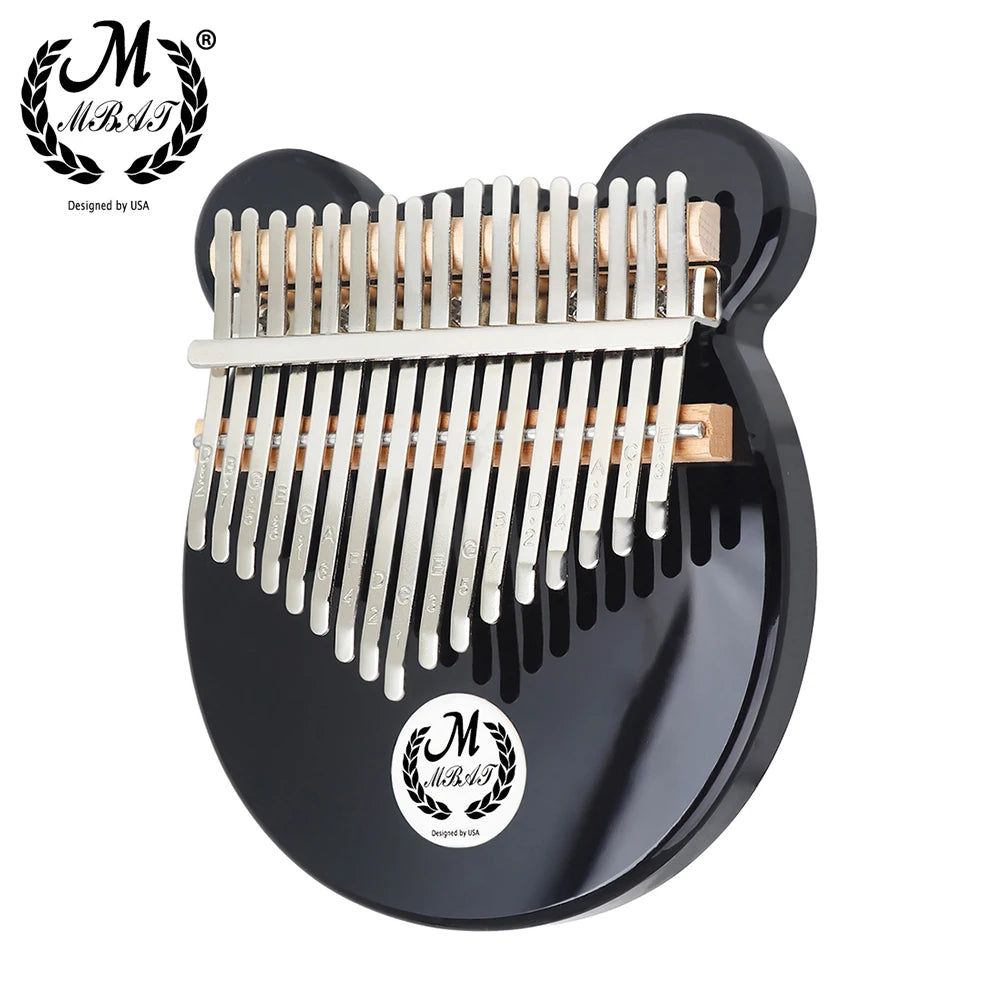 M MBAT 17 Key Acrylic Kalimba Thumb Piano Musical Instrument Gift Transparent Crystal Cartoon Bear Design Connectable Speakers