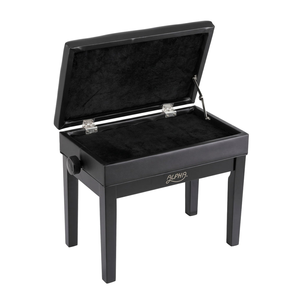Alpha Adjustable Piano Bench Wooden Keyboard Seat Padded Music Chair Black