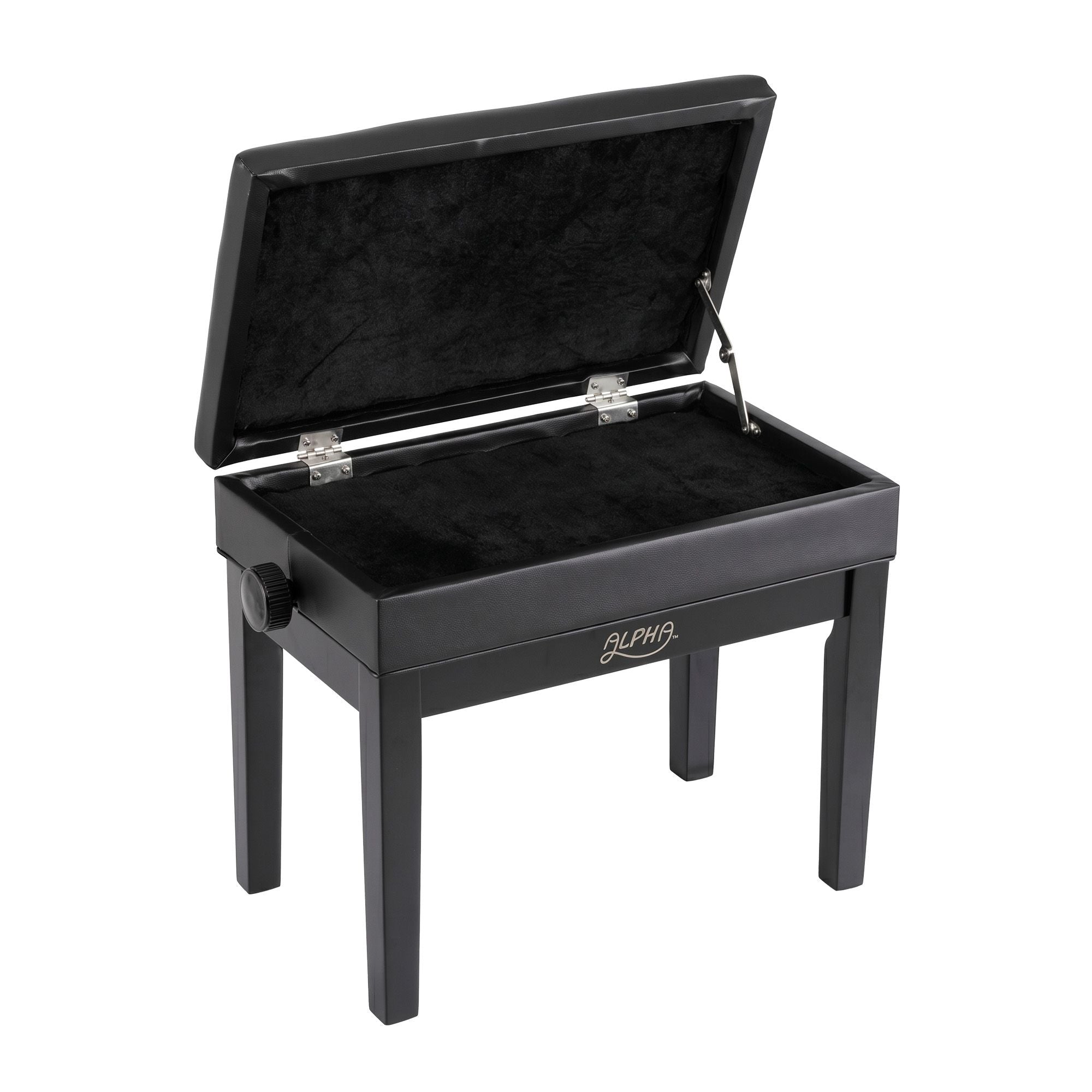 Alpha Adjustable Piano Bench Wooden Keyboard Seat Padded Music Chair Black
