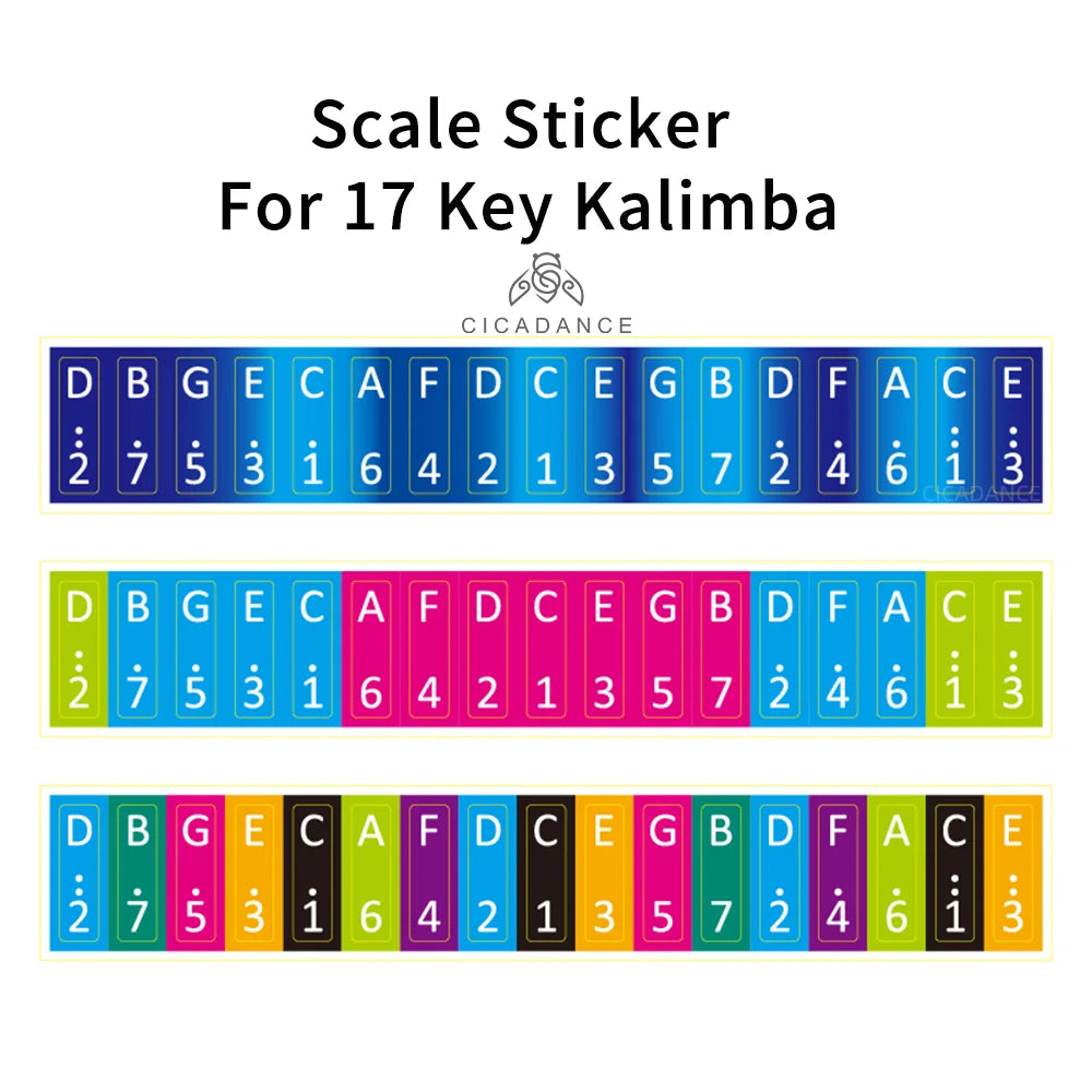 CICADANCE Kalimba Scale Sticker 17/21/34 Key Calimba Note Sticker Thumb Piano Music Learning Accessories For Beginner Kids
