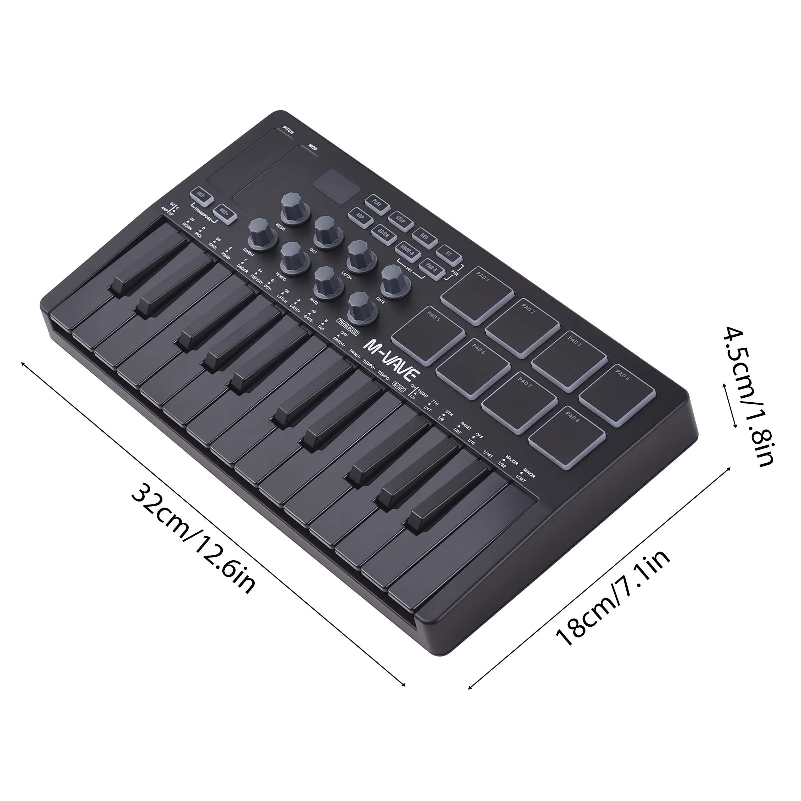 MIDI Keyboard Controller Beat Maker Machine Rechargeable 25 Keys MIDI Keyboard Portable Arranging Strike Pad RGB Backlight MIDI