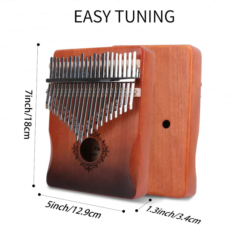 21-Key Ergonomic Kalimba Thumb Piano, Portable Retro Mbira with Tuning Hammer & Guide, Great for Beginners & Pros