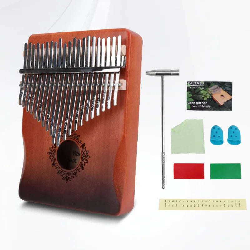 21-Key Ergonomic Kalimba Thumb Piano, Portable Retro Mbira with Tuning Hammer & Guide, Great for Beginners & Pros