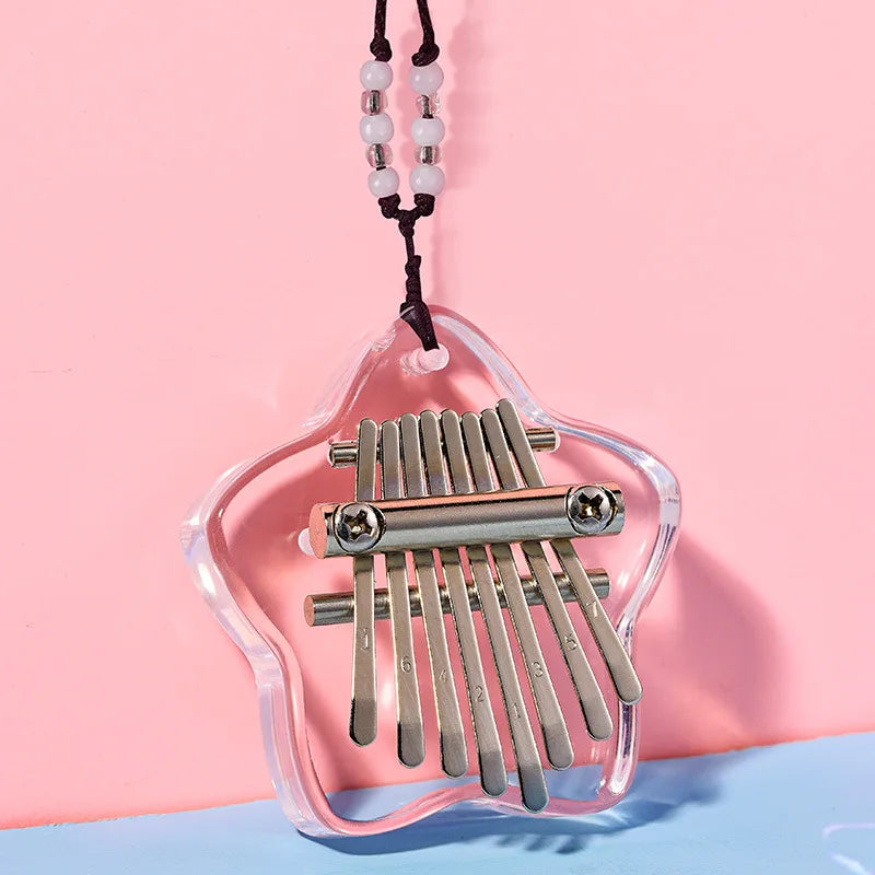 Hluru 8 Keys Mini Kalimba Transparent Crystal Kalimba Acrylic Thumb Piano Acoustic Finger Piano Portable Music Instrument ﻿ ﻿