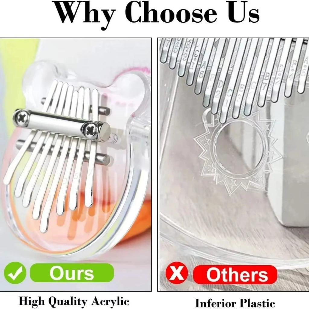 Miwayer Mini 8-Tone Clear Acrylic Finger Piano, Compact Lightweight Kalimba for Beginners Kids Adults Christmas Music Presents