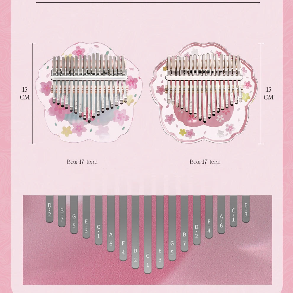 Hluru Kalimba 21 Keys with Case Flatboard Crystal Clear Thumb Piano 17 keys Kalimbas Acrylic Musical Instrument Mbira