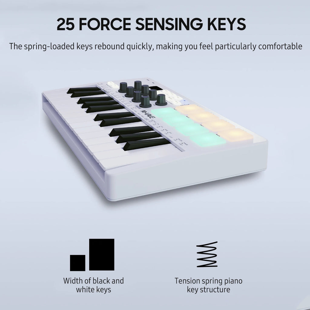 M-VAVE SMK-25 MIDI Keyboard Controller 25-Key 8 RGB Backlit Drum Pads Beats Maker Music Keyboard Strike Pad for Music Production