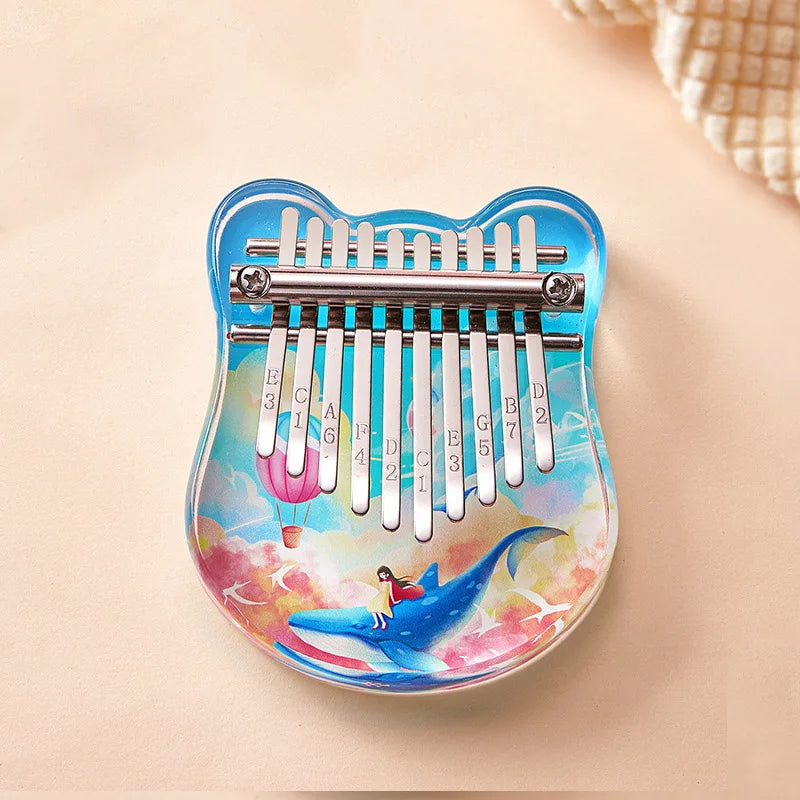 Mini Kalimba 10 Keys Acrylic Thumb Piano Crystals Finger Piano Keyboard Instrument With Learning Book Gifts For Adult Kids