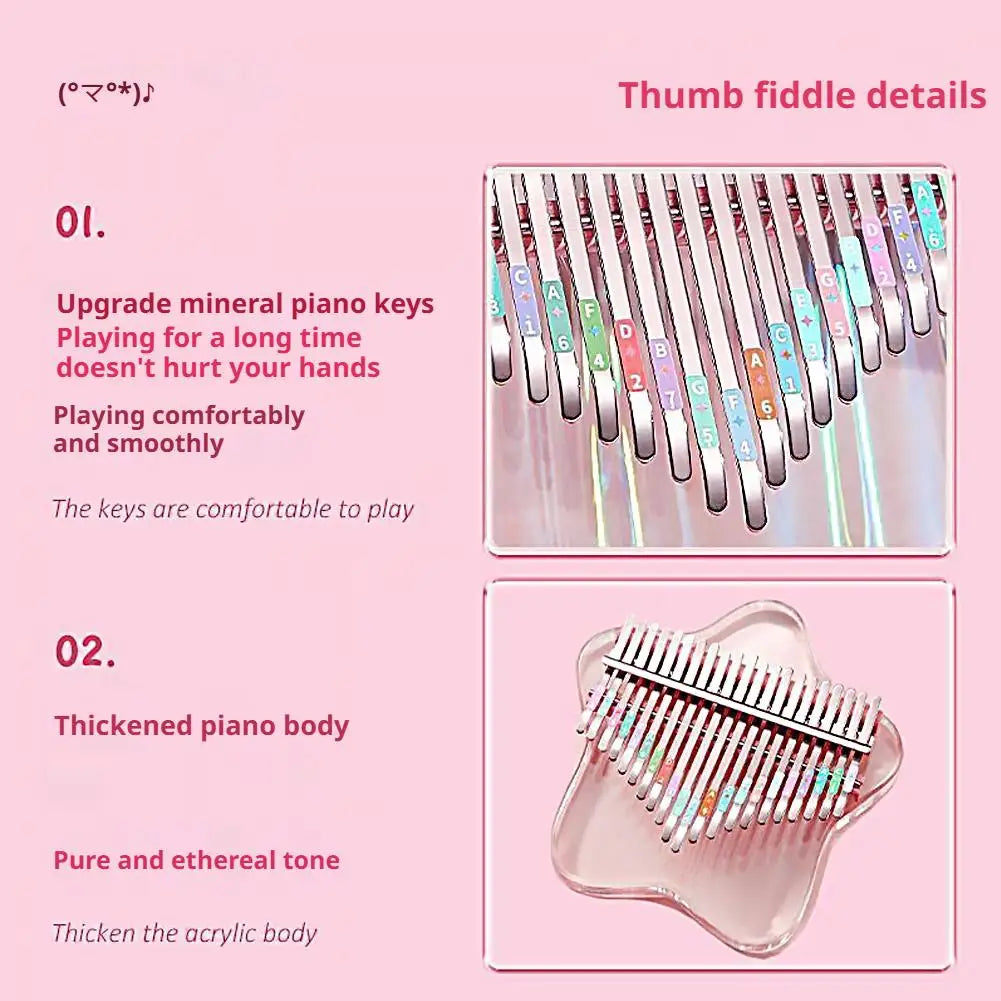Crystal Clear Kalimba 21/17 Keys Portable Finger Piano For Beginners Kids Adults, 17 Key Thumb Piano Musical Gift