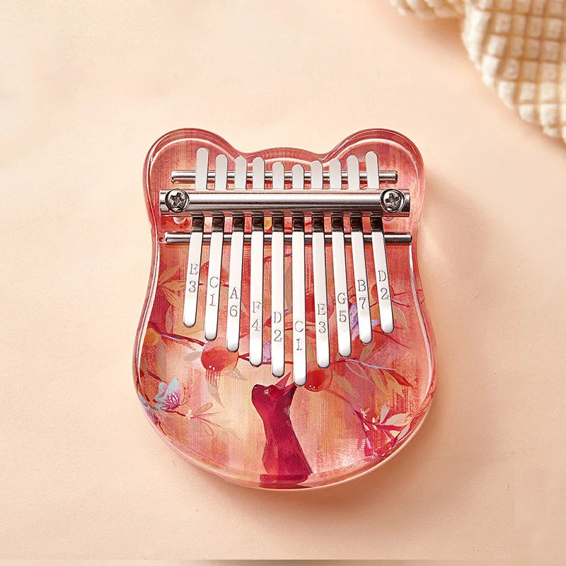 Mini Kalimba 10 Keys Acrylic Thumb Piano Crystals Finger Piano Keyboard Instrument With Learning Book Gifts For Adult Kids