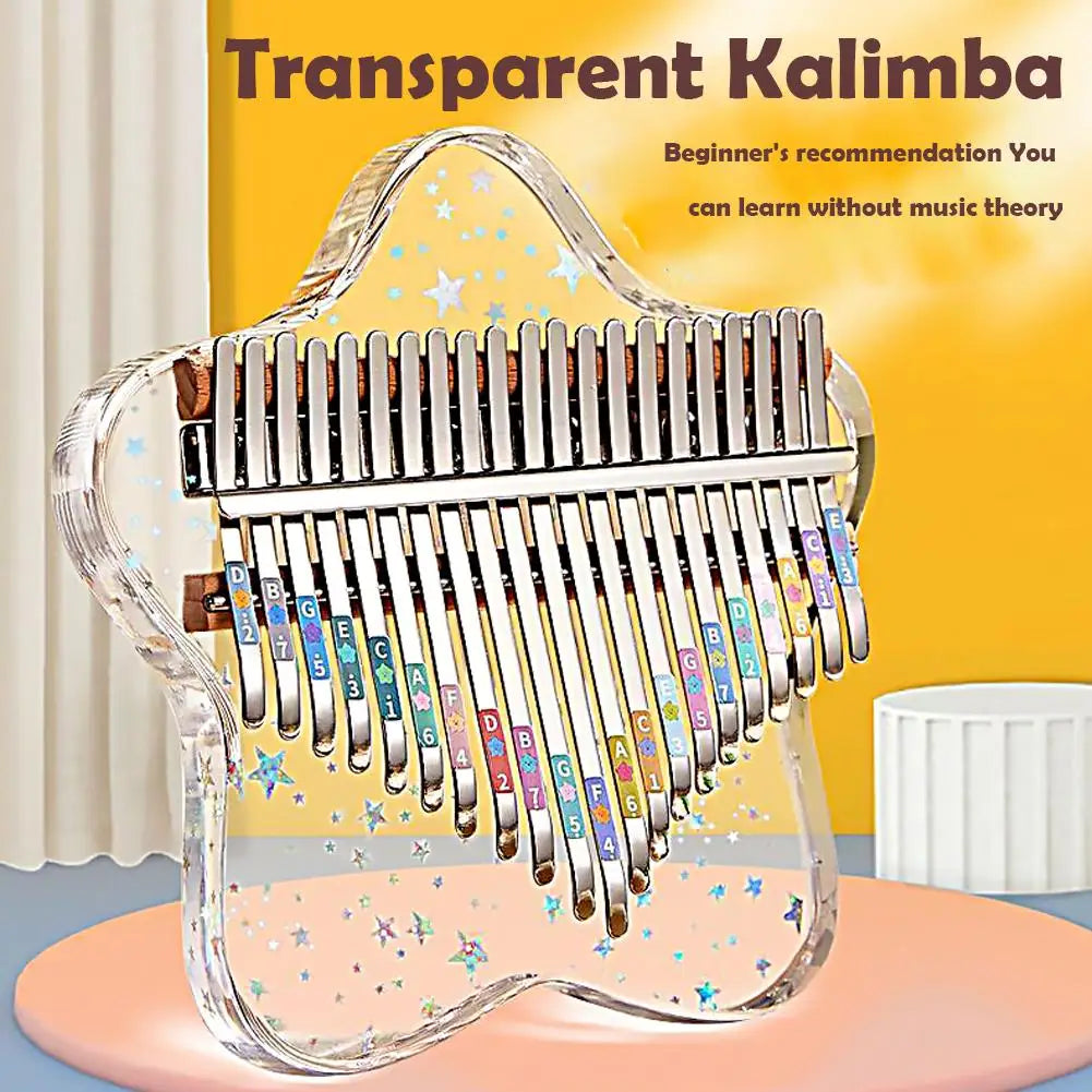 Kalimba Mbira 21 Key Thumb Piano With Tuning Hammer And Bag Resin Material UV Crystal Musical Instrument For Kids