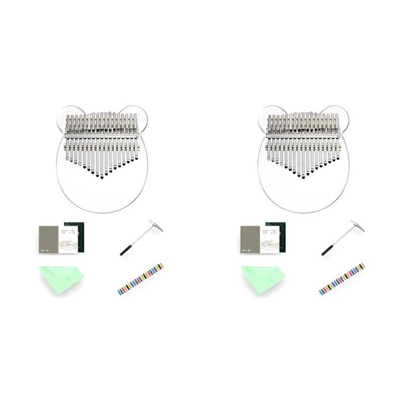 ABHT-2X Kalimba 17 Keys Thumb Piano, Clear Transparent Acrylic Finger Piano Instrument
