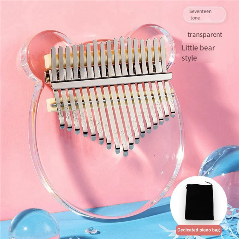 ABHT-2X Kalimba 17 Keys Thumb Piano, Clear Transparent Acrylic Finger Piano Instrument
