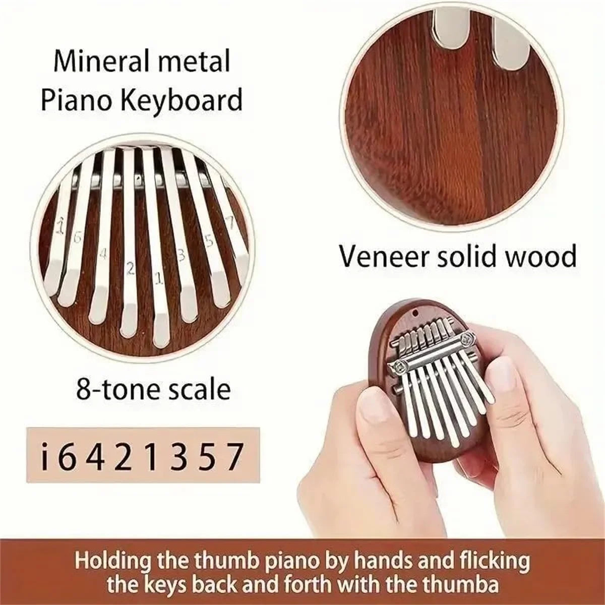 Mini Kalimba  8Key Portable – Beginner-Friendly Musical Toy for Kids& Music Enthusiasts - Perfect Exquisite Gift Set ﻿