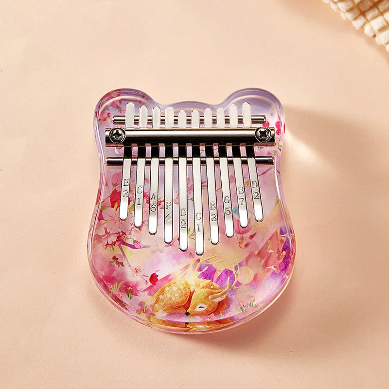 Mini Kalimba 10 Keys Acrylic Thumb Piano Crystals Finger Piano Keyboard Instrument With Learning Book Gifts For Adult Kids