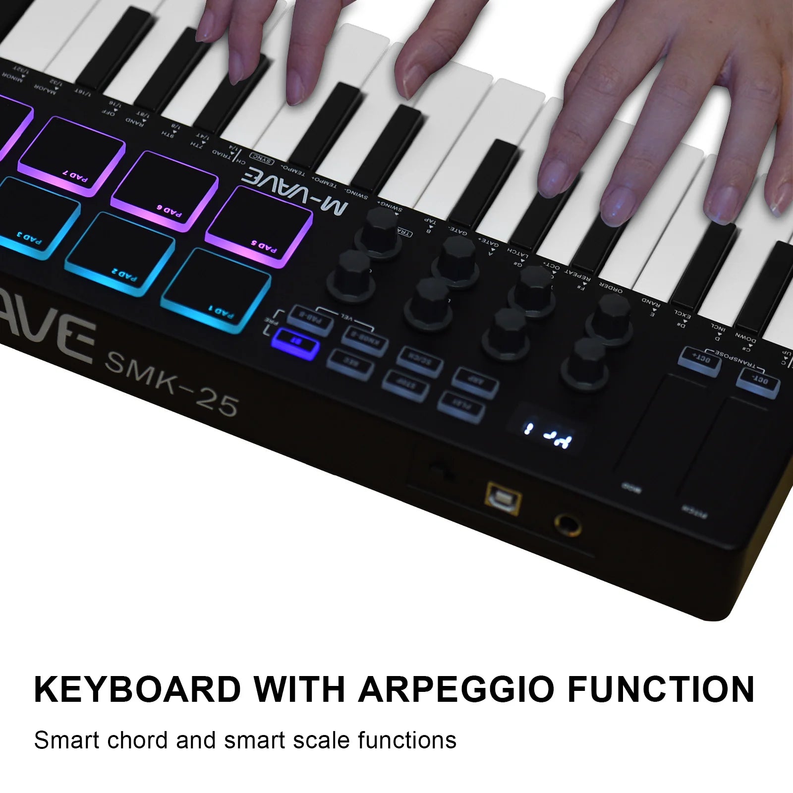 M-VAVE 25-Key MIDI Control Keyboard Mini Portable USB Keyboard MIDI Controller with 25 Velocity Sensitive Keys 8 RGB Backlit