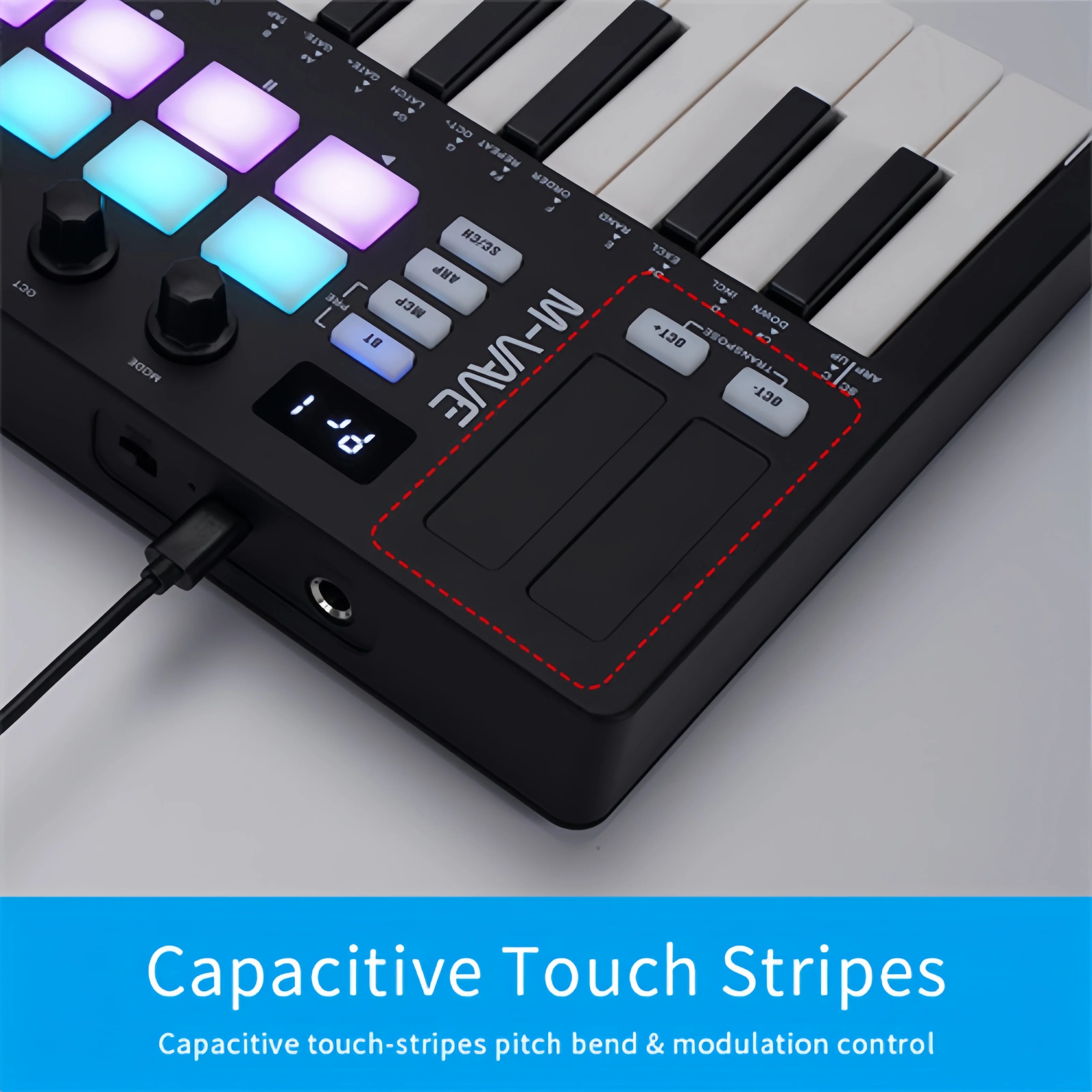 M-VAVE SMK-25 II MIDI Keyboard Controller, 25 Mini Keys 16 RGB Drum Pads 8 Knobs USB with DAW Software for Music Production