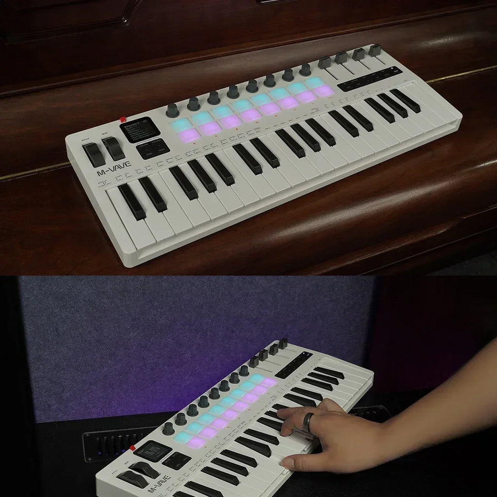 M-VAVE SMK-37 Pro Keyboard 37 Key MIDI Controller With Built-in Synth Engine 8 Knobs + 16 RGB Pads 37 Key MIDI Controller