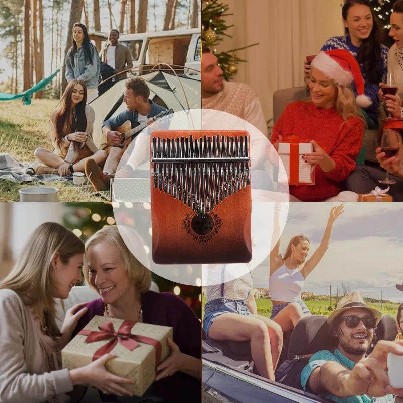 21-Key Ergonomic Kalimba Thumb Piano, Portable Retro Mbira with Tuning Hammer & Guide, Great for Beginners & Pros