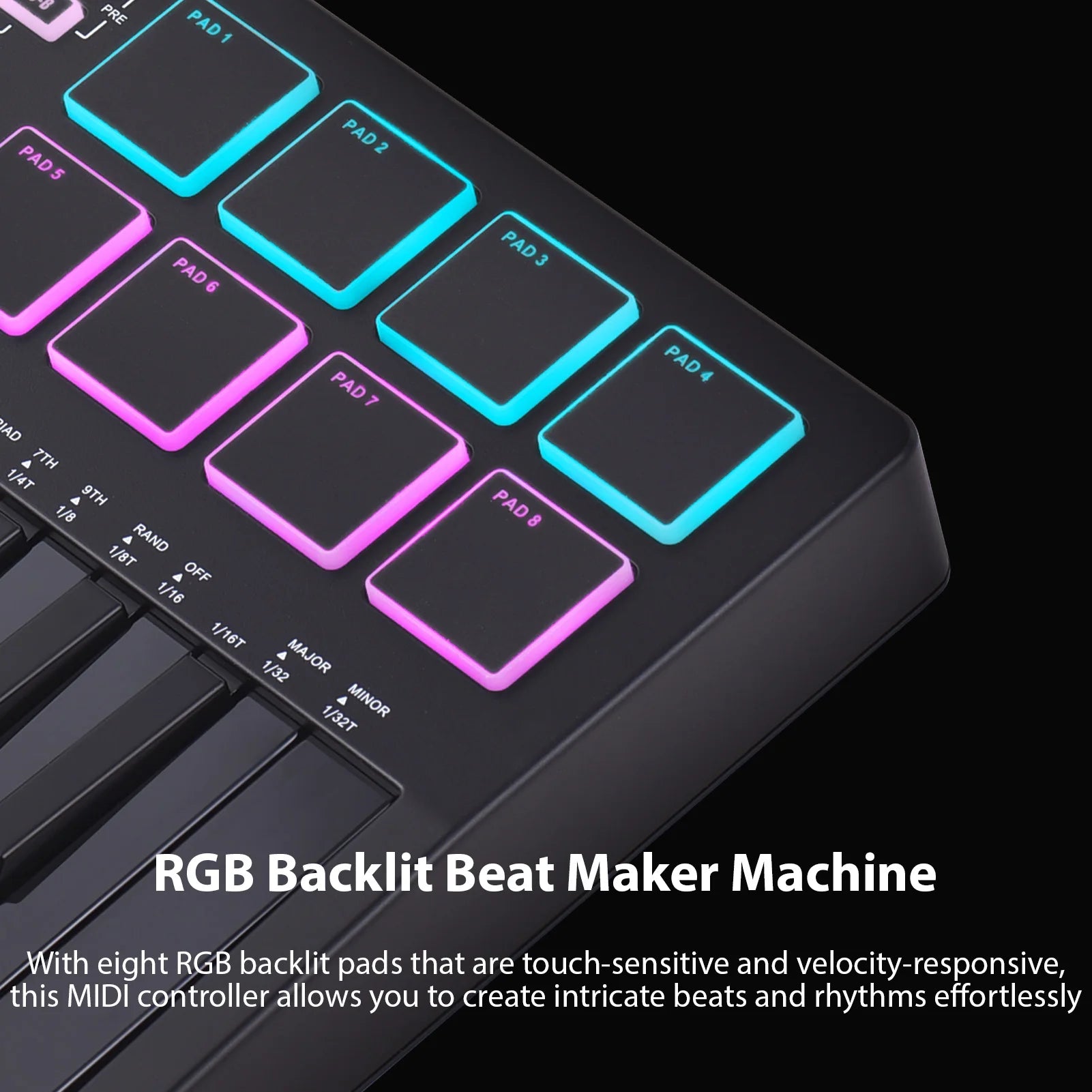 M-VAVE SMK-25 MIDI Keyboard Controller 25-Key 8 RGB Backlit Drum Pads Beats Maker Music Keyboard Strike Pad for Music Production