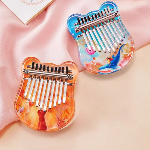 10-Key Mini Crystal Acrylic Kalimba Thumb Piano with Learning Book