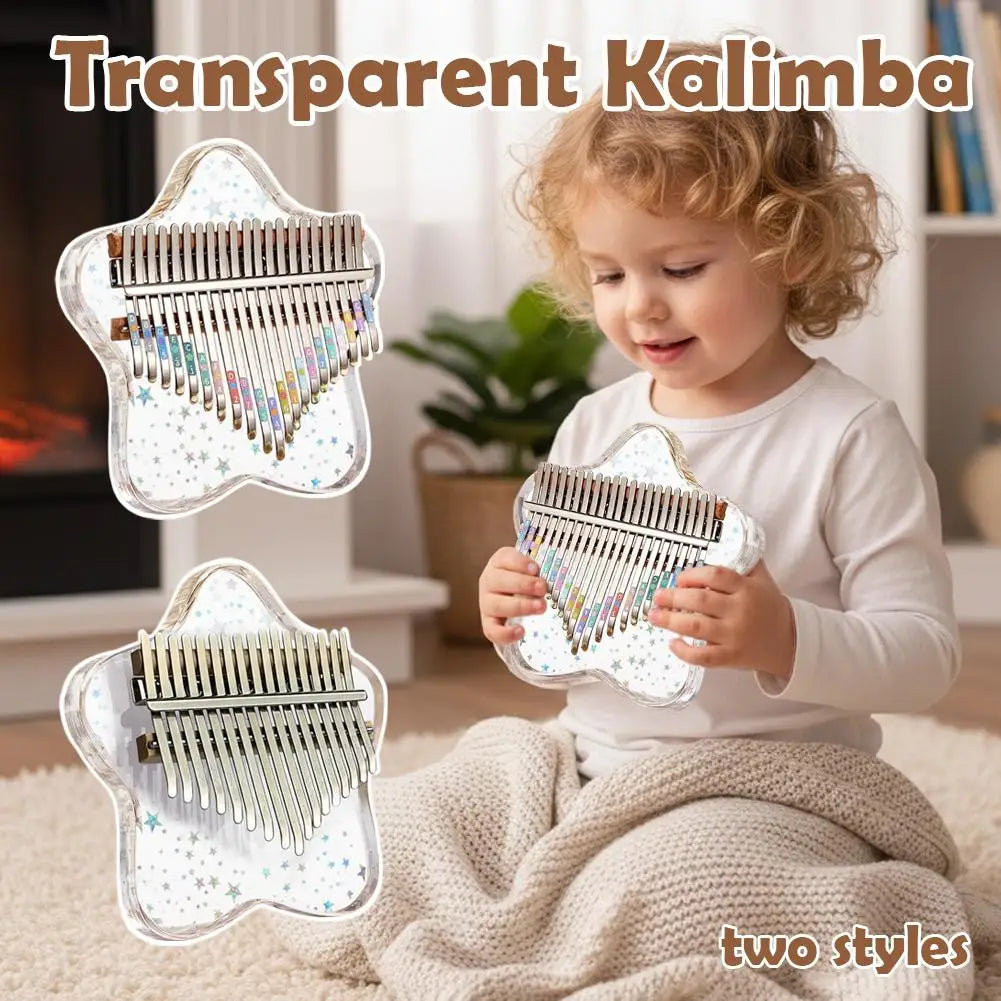 Kalimba Mbira 21 Key Thumb Piano With Tuning Hammer And Bag Resin Material UV Crystal Musical Instrument For Kids