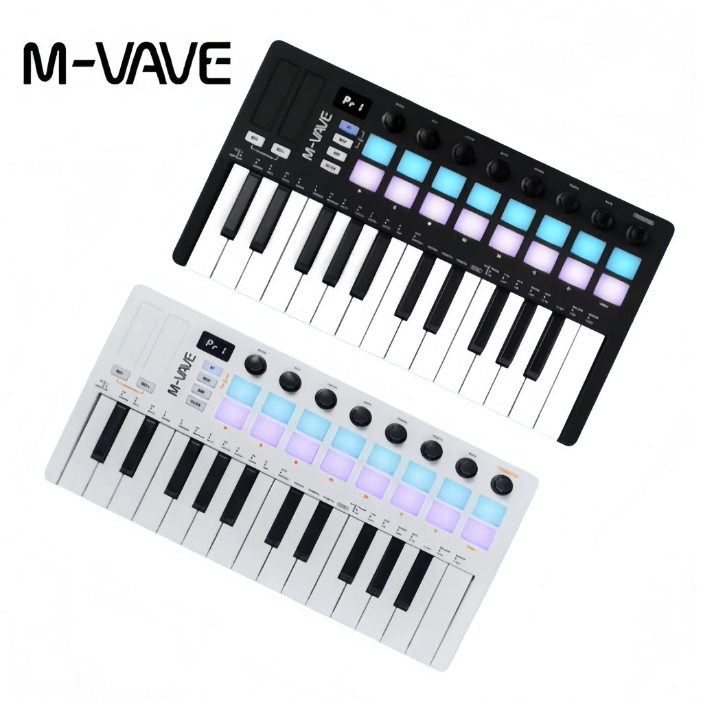 M-VAVE SMK-25 II MIDI Keyboard Controller, 25 Mini Keys 16 RGB Drum Pads 8 Knobs USB with DAW Software for Music Production