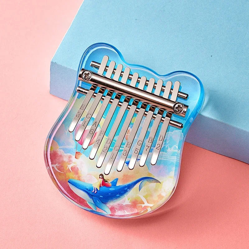 Mini Kalimba 10 Keys Acrylic Thumb Piano Crystals Finger Piano Keyboard Instrument With Learning Book Gifts For Adult Kids