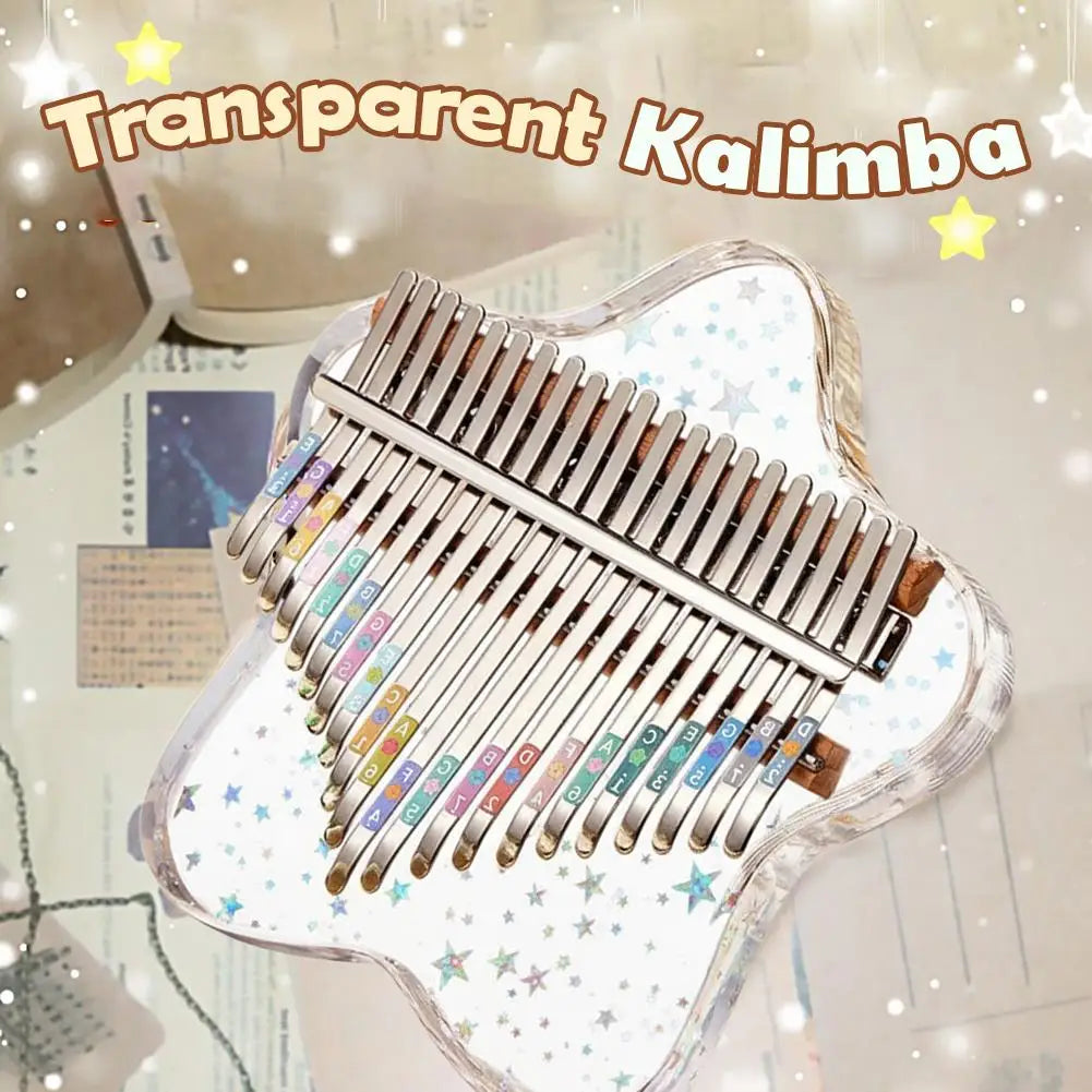 Kalimba Mbira 21 Key Thumb Piano With Tuning Hammer And Bag Resin Material UV Crystal Musical Instrument For Kids