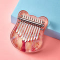 10 Keys Kalimba Cute Mini Musical Keyboard Acrylic Transparent Cherry Blossoms Kalimbas Professional Fingers Piano Gift for Girl
