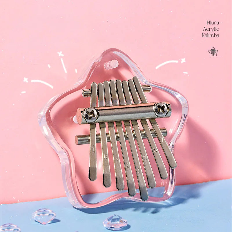 Hluru 8 Keys Mini Kalimba Transparent Crystal Kalimba Acrylic Thumb Piano Acoustic Finger Piano Portable Music Instrument ﻿ ﻿