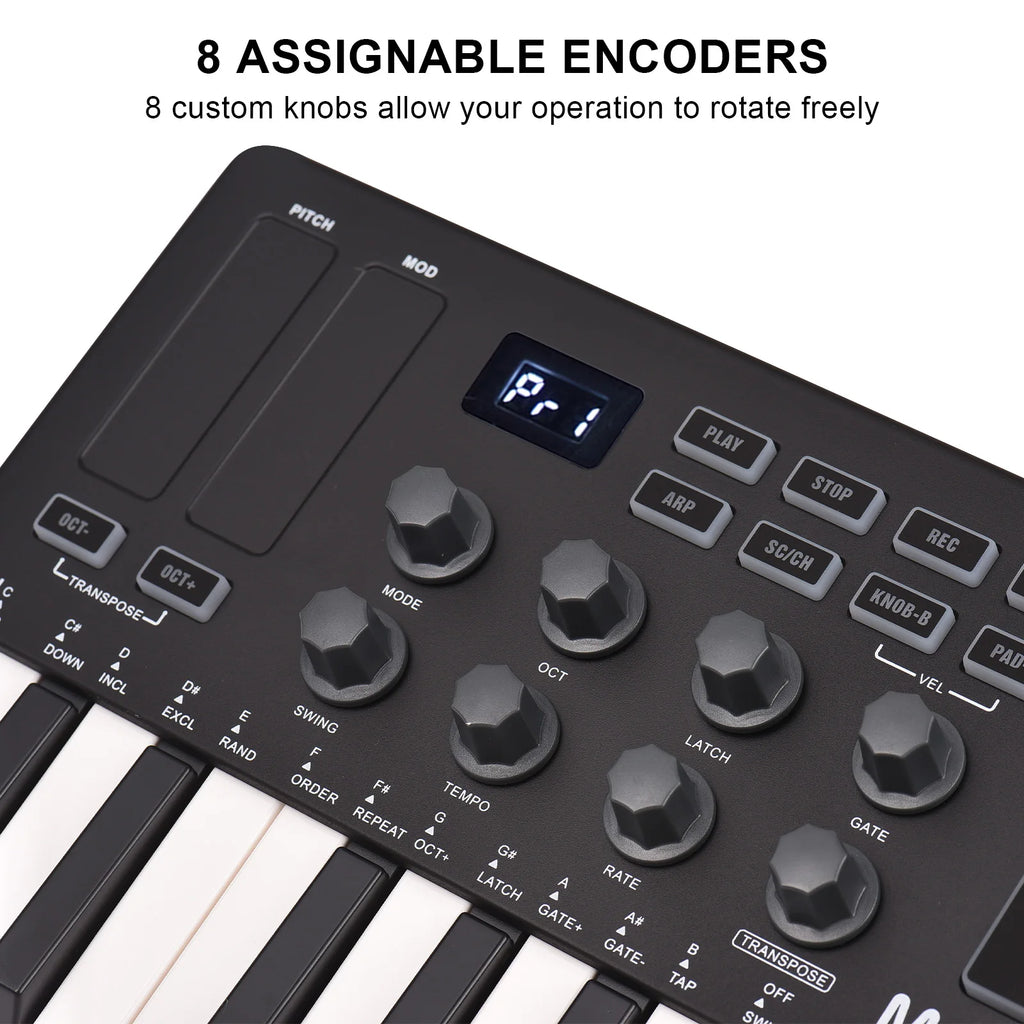 M-VAVE 25-Key MIDI Control Keyboard Mini Portable USB Keyboard MIDI Controller with 25 Velocity Sensitive Keys 8 RGB Backlit