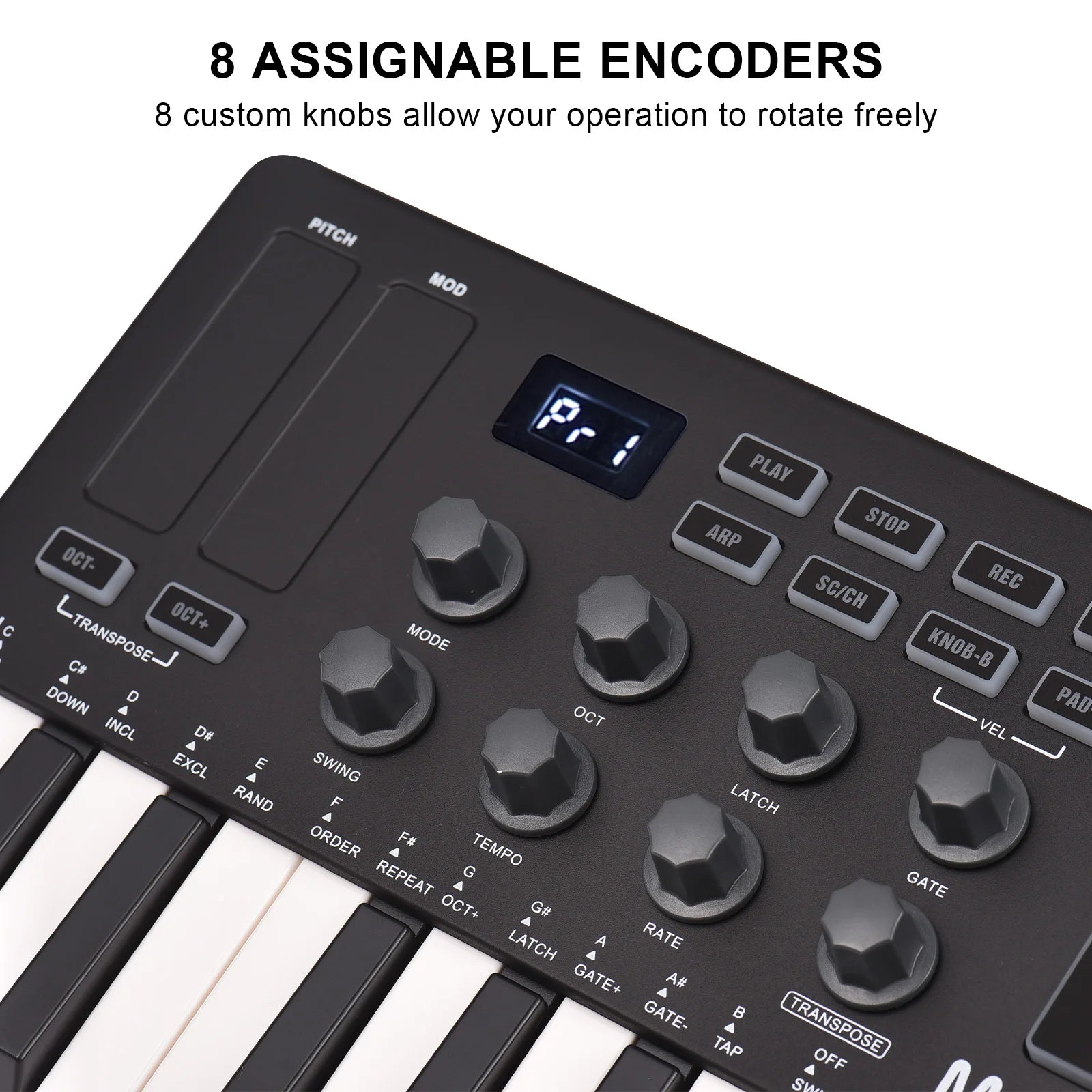 M-VAVE 25-Key MIDI Control Keyboard Mini Portable USB Keyboard MIDI Controller with 25 Velocity Sensitive Keys 8 RGB Backlit