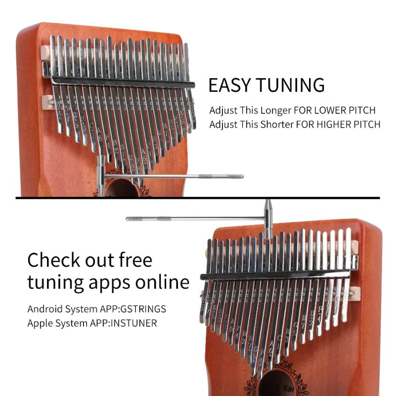 21-Key Ergonomic Kalimba Thumb Piano, Portable Retro Mbira with Tuning Hammer & Guide, Great for Beginners & Pros