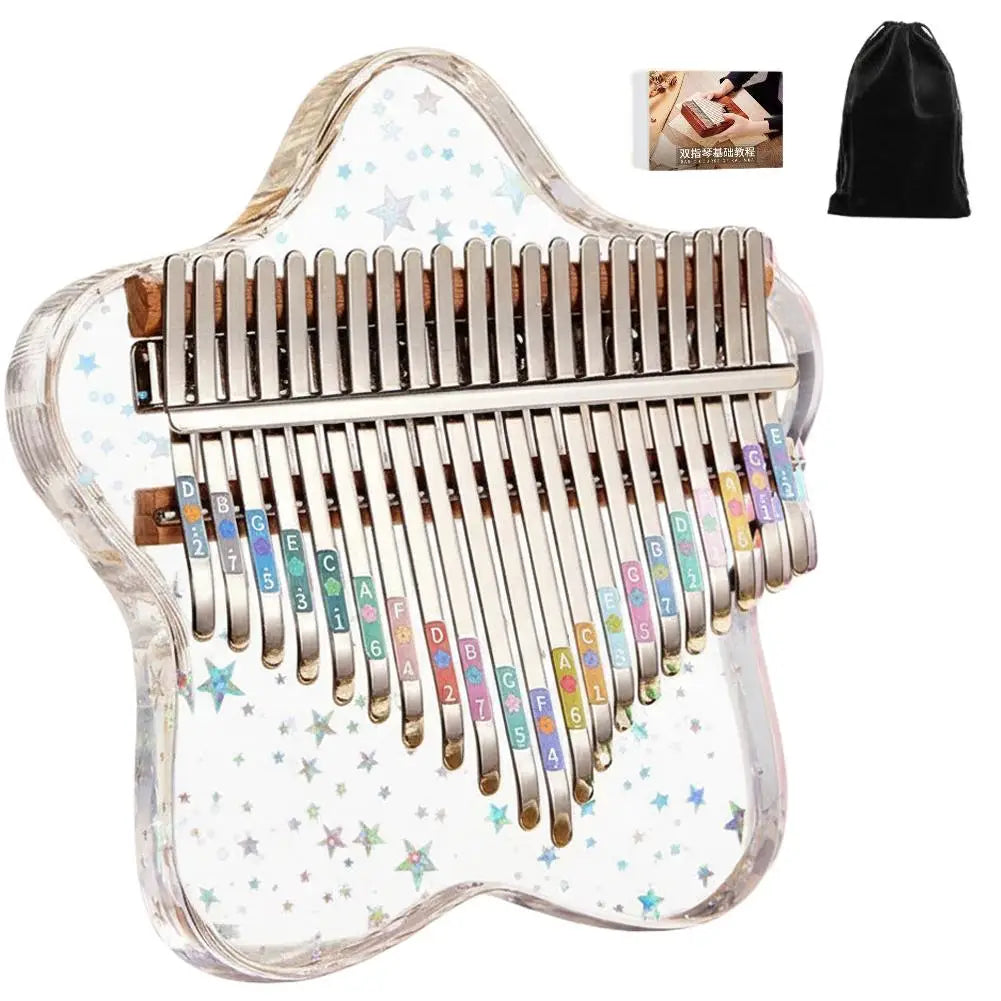 Kalimba Mbira 21 Key Thumb Piano With Tuning Hammer And Bag Resin Material UV Crystal Musical Instrument For Kids