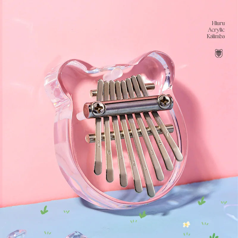 Hluru 8 Keys Mini Kalimba Transparent Crystal Kalimba Acrylic Thumb Piano Acoustic Finger Piano Portable Music Instrument ﻿ ﻿