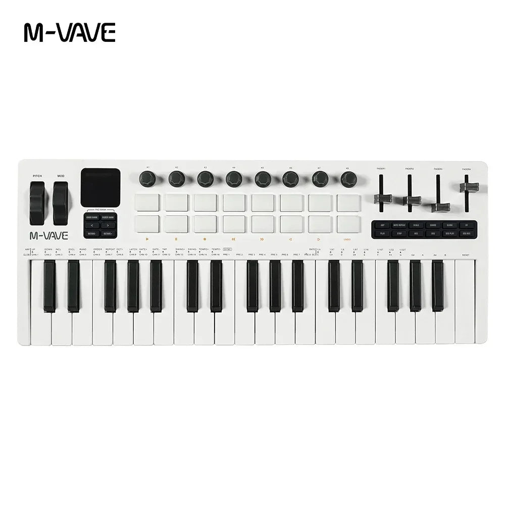 M-VAVE SMK-37 Pro Keyboard 37 Key MIDI Controller With Built-in Synth Engine 8 Knobs + 16 RGB Pads 37 Key MIDI Controller